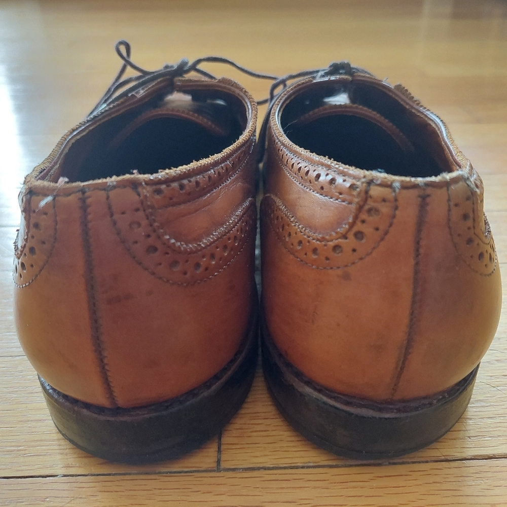 EUC Mens Allen Edmonds Leather Shoes Sanford British Tan Lace Up Size 13 E - Picture 6 of 13